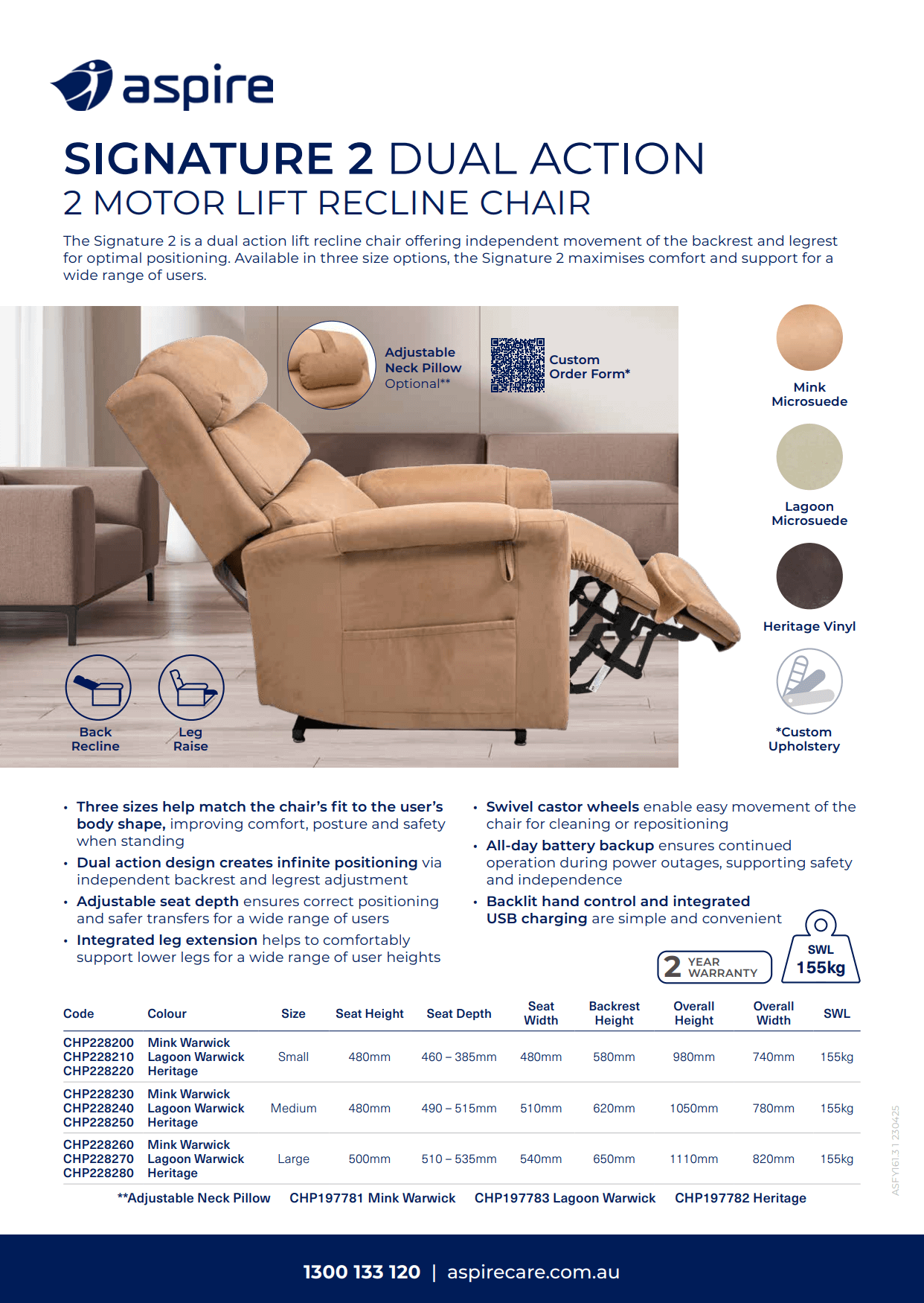 Aspire Signature Dual Lift Recline Chair Flyer