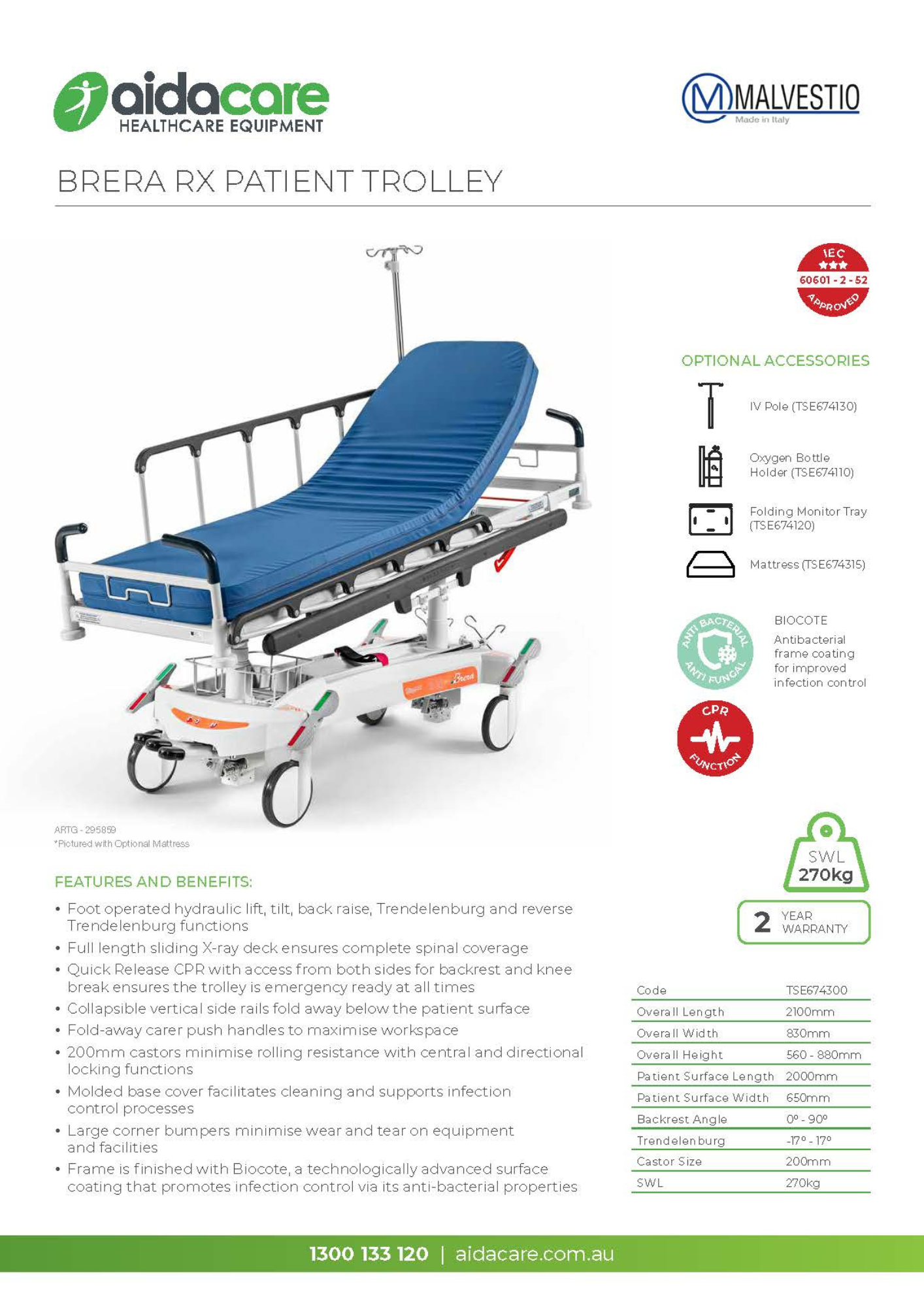 Malvestio Brera RX Patient Trolley Flyer